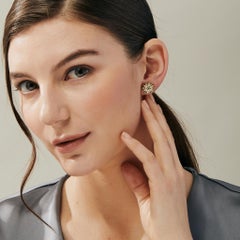 Syna Yellow Gold Starburst Earrings with Emeralds and Diamonds