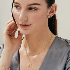 Syna Yellow Gold Starburst Pendant with Rubellite and Diamonds