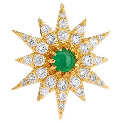 Syna Gelbgold Starburst Pin-Anhänger mit Smaragd und Diamanten