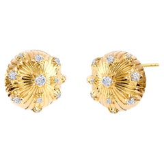 Syna Yellow Gold Starburst Studs with Diamonds