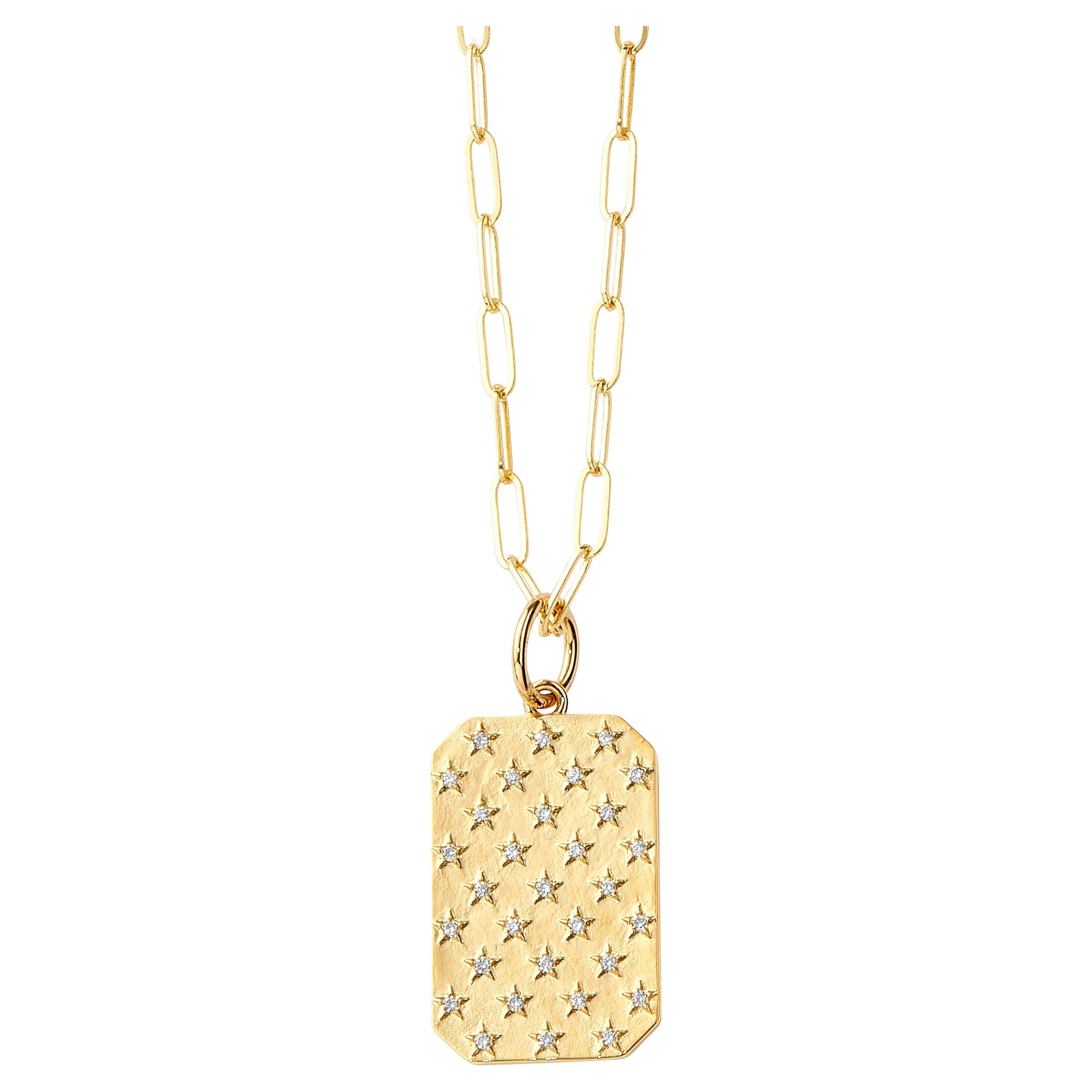 Syna Yellow Gold Starry Charm Pendant with Diamonds