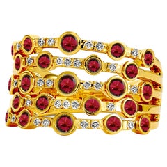 Syna Bague de nuit étoile en or jaune avec rubis et diamants