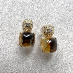 Syna Yellow Gold Sugarloaf Earrings with Citrine and Diamonds