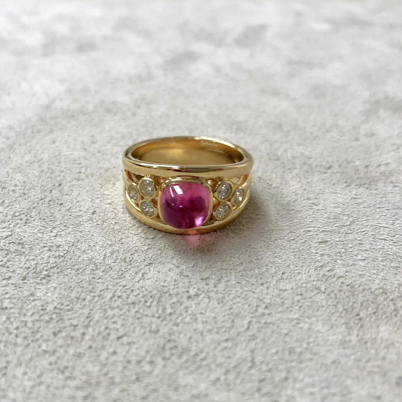 Created in 18 karat yellow gold
Rubellite 2 carats approx.
Diamonds 0.30 carat approx.                          
Ring size US 7



About the Designers ~ Dharmesh & Namrata

Drawing inspiration from little things, Dharmesh & Namrata Kothari have
