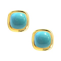 Syna Boucles d'oreilles Sugarloaf Sleeping Beauty en or jaune et turquoise