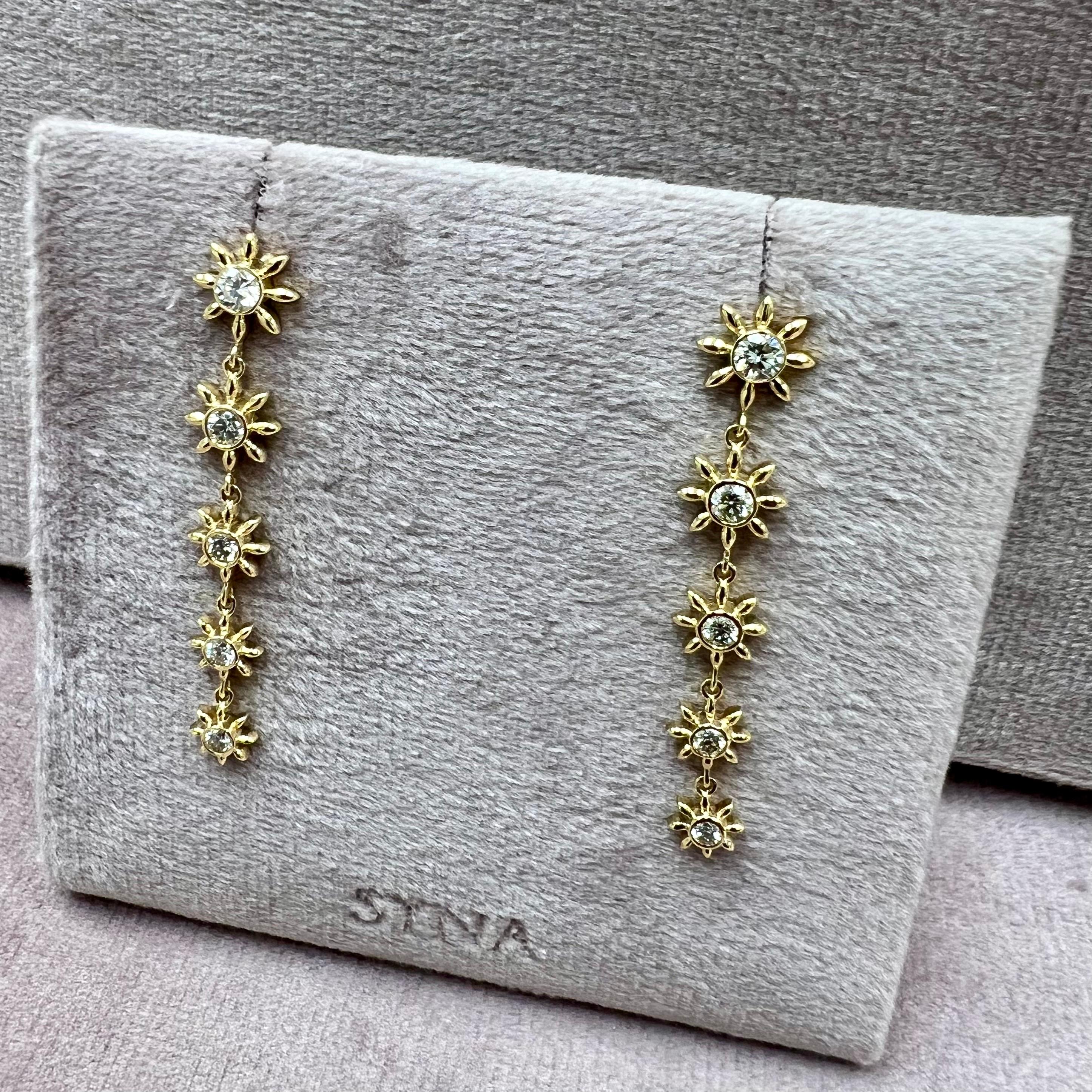 Contemporary Syna Yellow Gold Sun Earrings with Diamonds For Sale