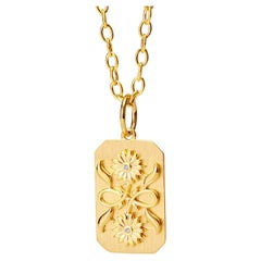 Syna Yellow Gold Sun Flower Pendant with Champagne Diamonds