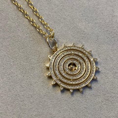 Syna Yellow Gold Sun Pendant with Diamonds