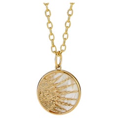 Syna Yellow Gold Sun Pendant with Mother of Pearl