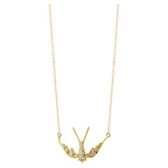 Syna Yellow Gold Swallow Necklace with Diamonds