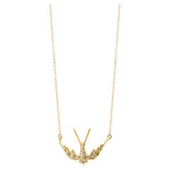 Syna Yellow Gold Swallow Necklace with Diamonds