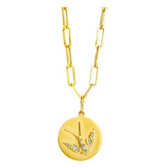 Antique Syna Yellow Gold Swallow Pendant with Diamonds