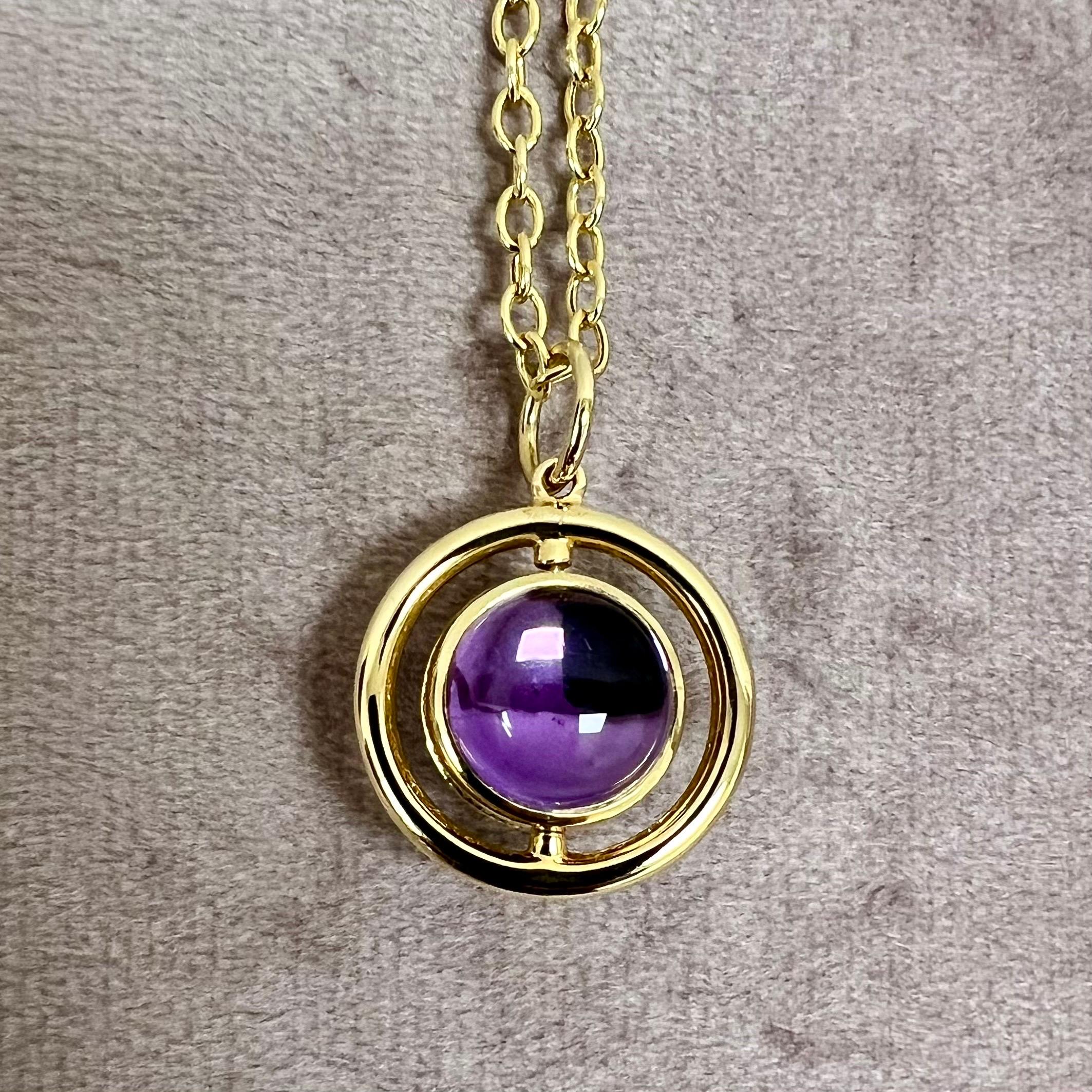 Contemporary Syna Yellow Gold Swivel Pendant with Moon Quartz, Amethyst and Diamonds For Sale