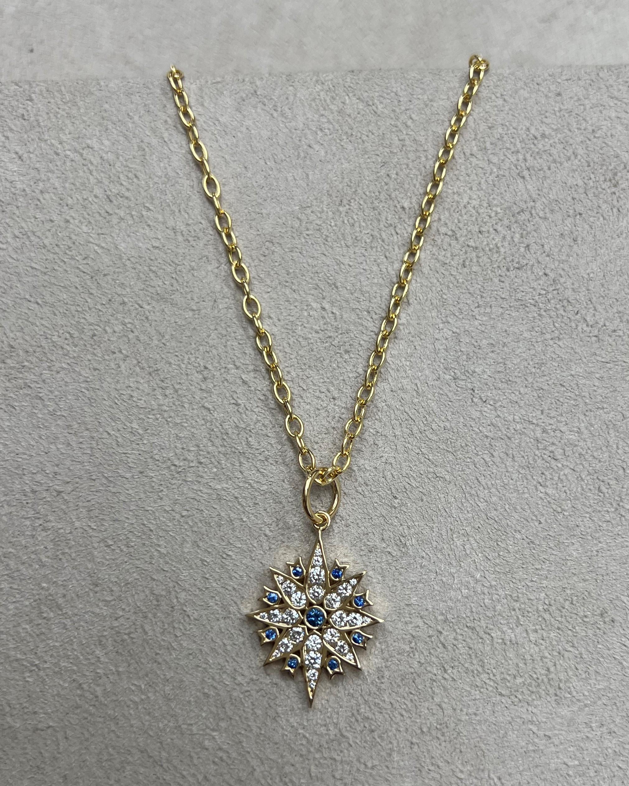 Created in 18 karat yellow gold
Blue sapphires 0.14 carat approx.
Diamonds 0.50 carat approx.
Limited edition
Chain sold separately

Exquisitely crafted in 18 karat yellow gold, this limited edition Taara Pendant is bejeweled with 0.14 carat