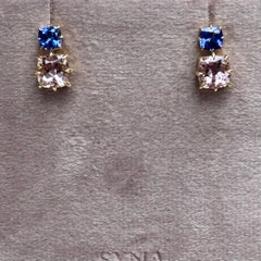 Boucles d'oreilles Syna en or jaune, tanzanite et morganite