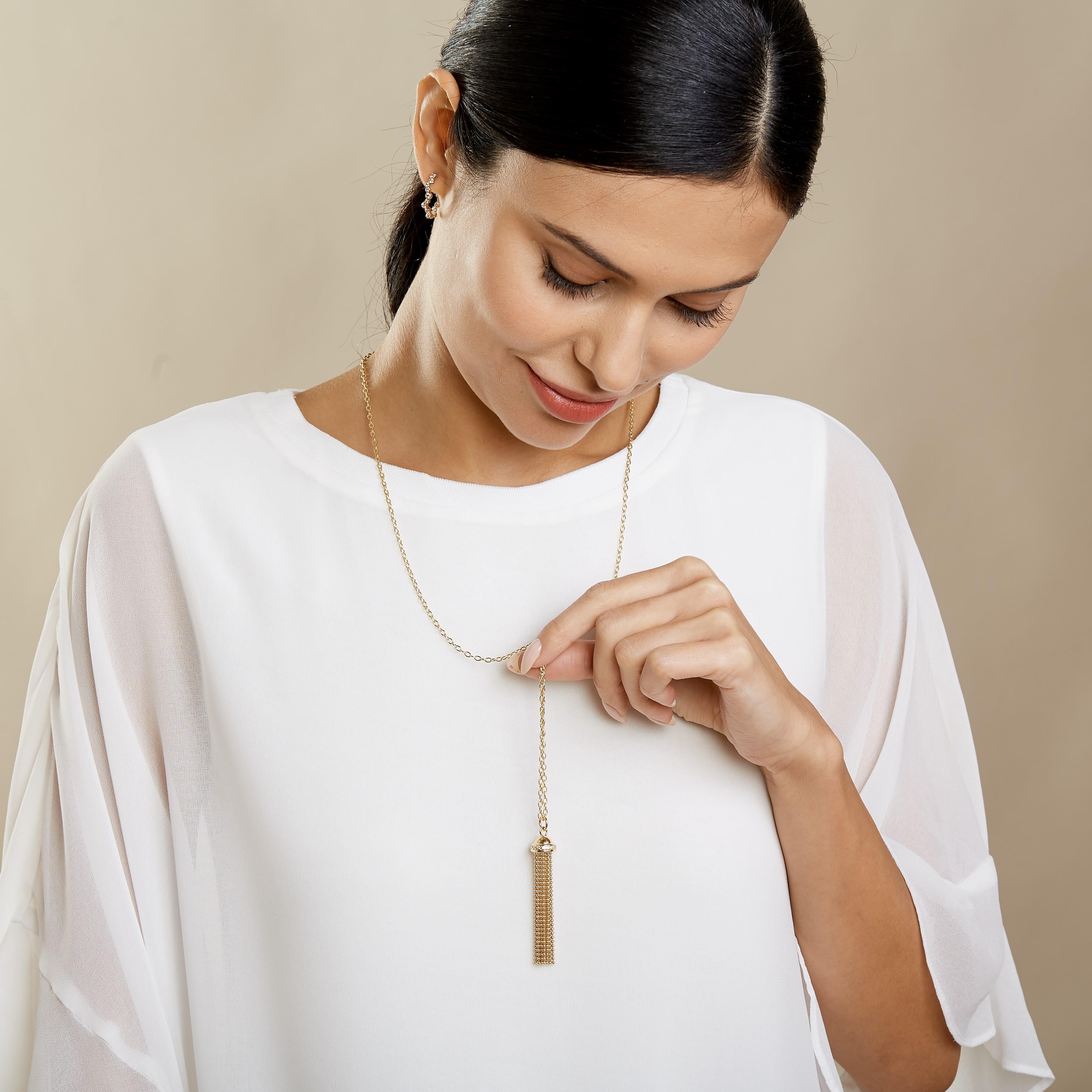 Contemporary Syna Yellow Gold Tassel Pendant with Diamonds For Sale