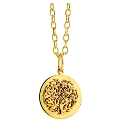 Syna Yellow Gold Tree of Life Pendant with Champagne Diamonds