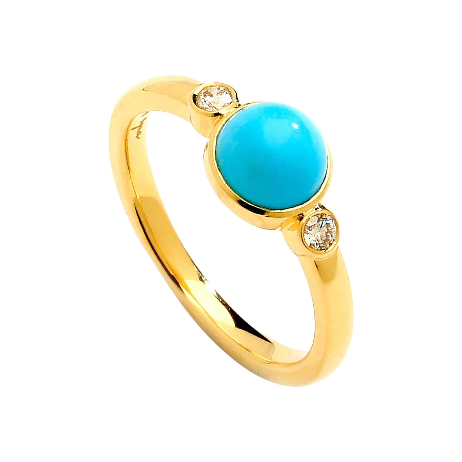 Syna Yellow Gold Turquoise and Diamond Ring