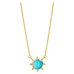 Syna Yellow Gold Turquoise Necklace with Champagne Diamonds