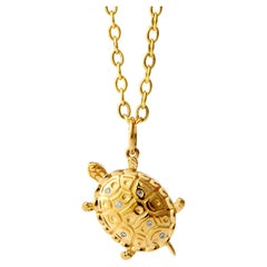 Syna Yellow Gold Turtle Charm Pendant with Diamonds