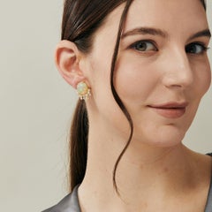 Syna Yellow Gold Vine Earrings with Ethiopian Opal and Diamonds