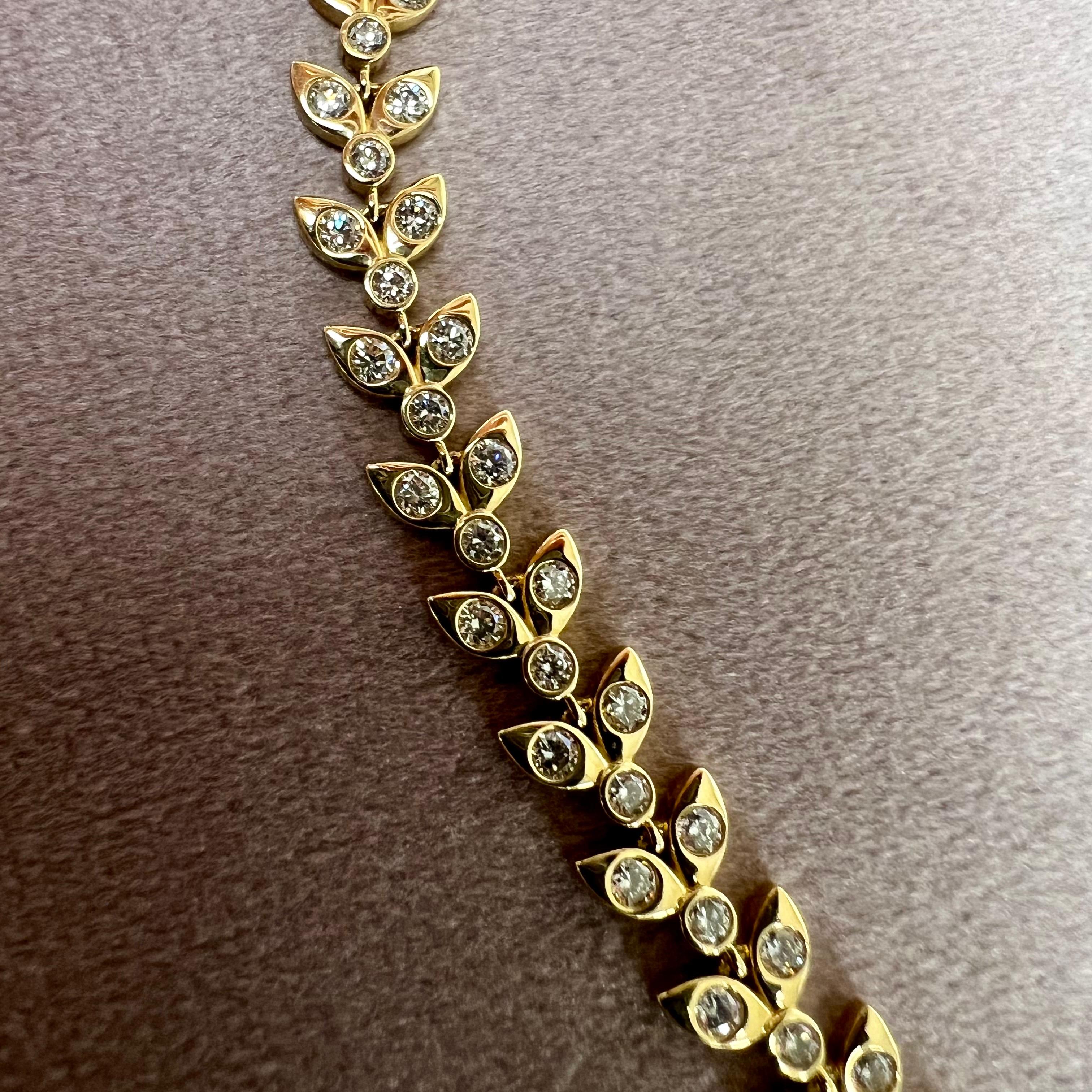 Contemporary Syna Yellow Gold Vine Necklace with Diamonds For Sale