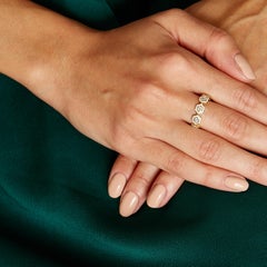 Syna Yellow Gold White Enamel Ring with Diamonds