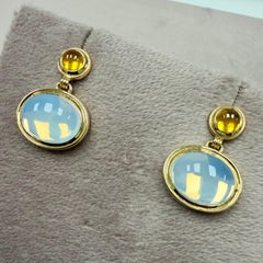 Syna Yellow Gold Yellow Sapphire and Moon Quartz Earrings