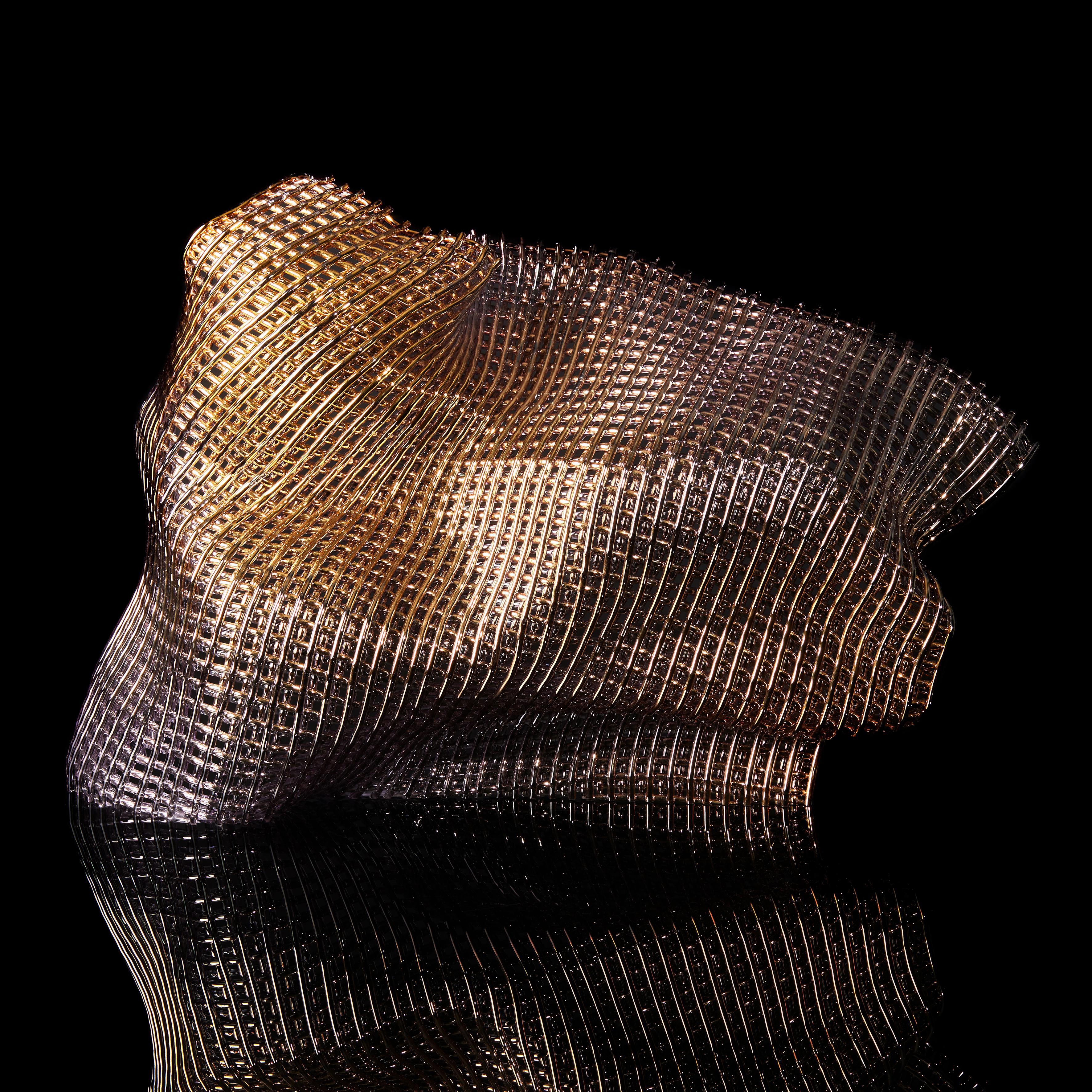 Synchronous I, a Unique Gold and Woven Glass Sculpture by Cathryn Shilling In New Condition In London, GB