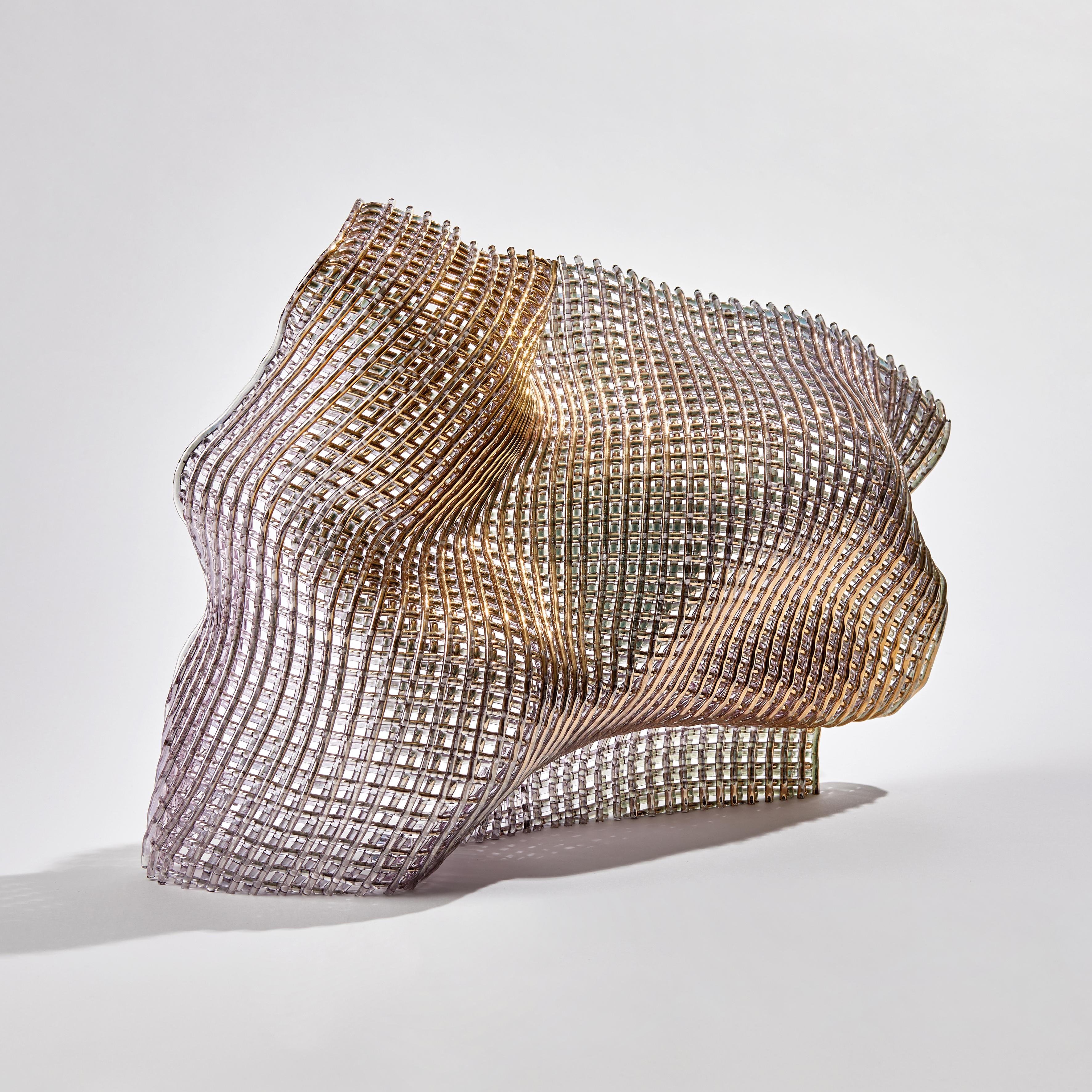 British Synchronous I, a Unique Gold and Woven Glass Sculpture by Cathryn Shilling