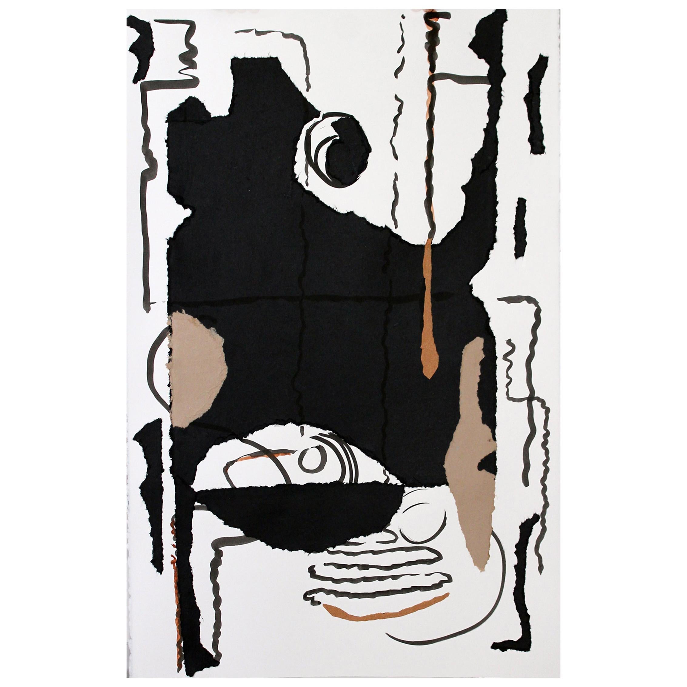 "Syncopation, " 2020 A Large Framed Black & White Abstract Collage By Diane Love