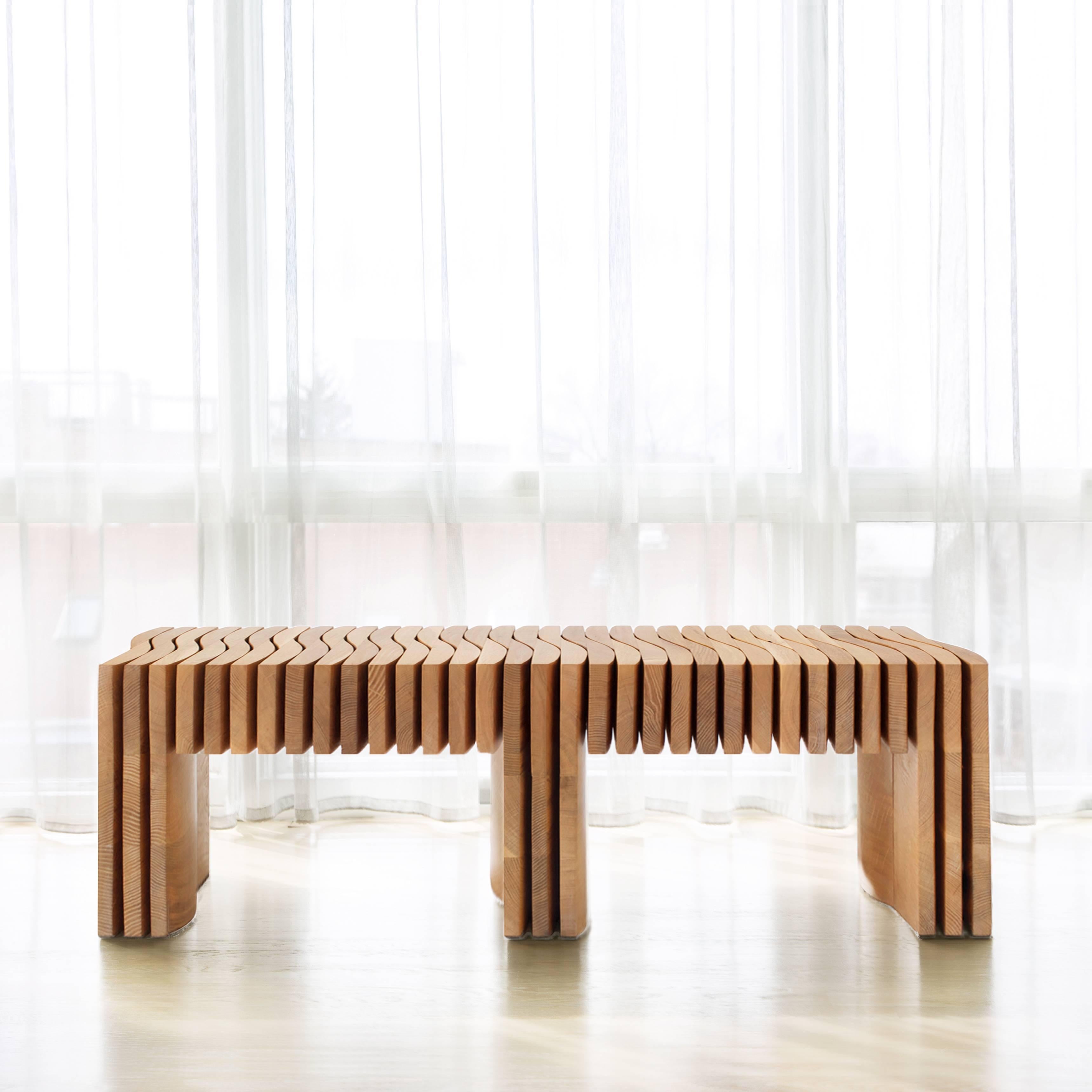Modern Synthesis Bench, Custom, Handmade from Locally-Harvested Wood in the USA For Sale