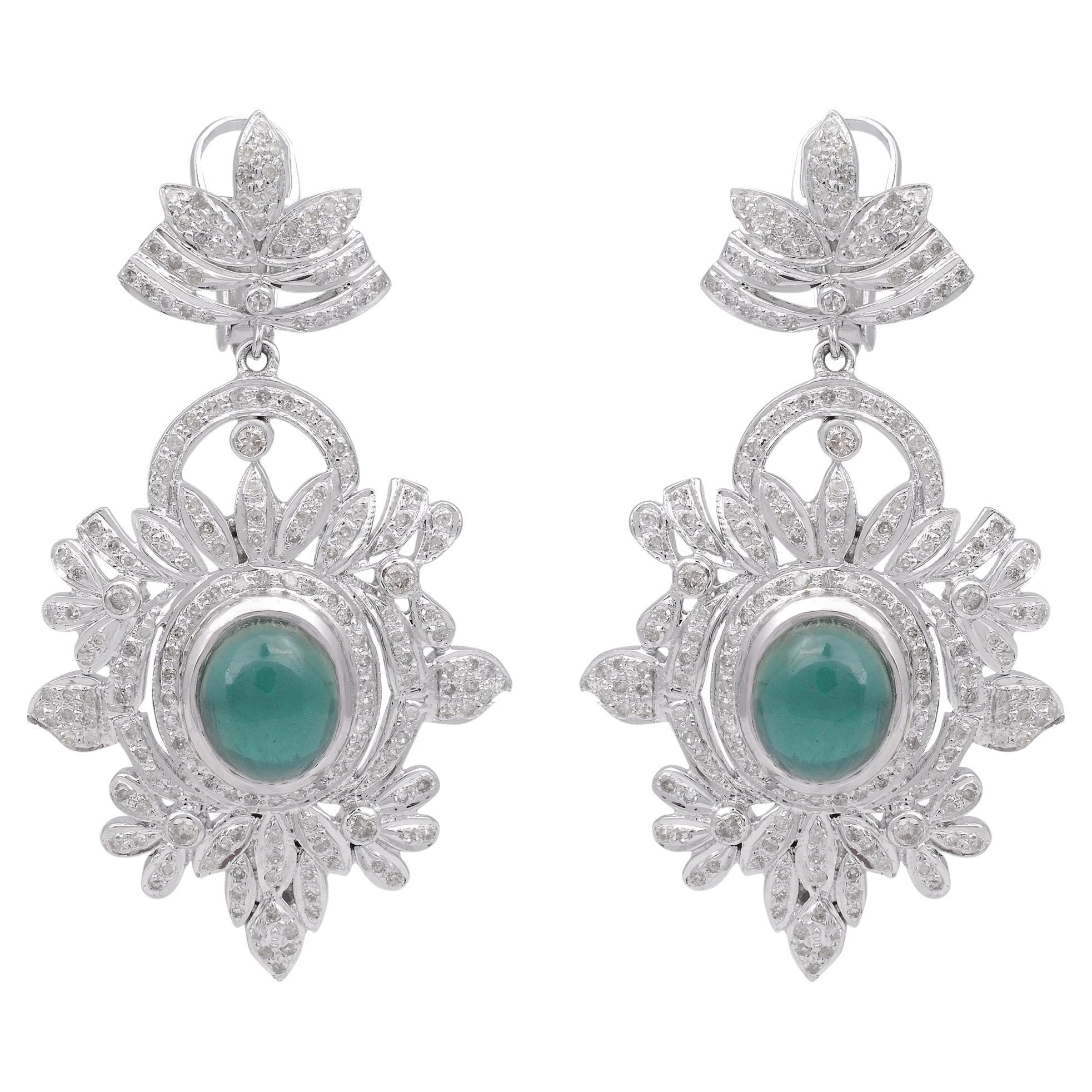 4.31 Carat Baguette Round Diamond Earrings 18 Karat White Gold Handmade Jewelry For Sale at 1stDibs