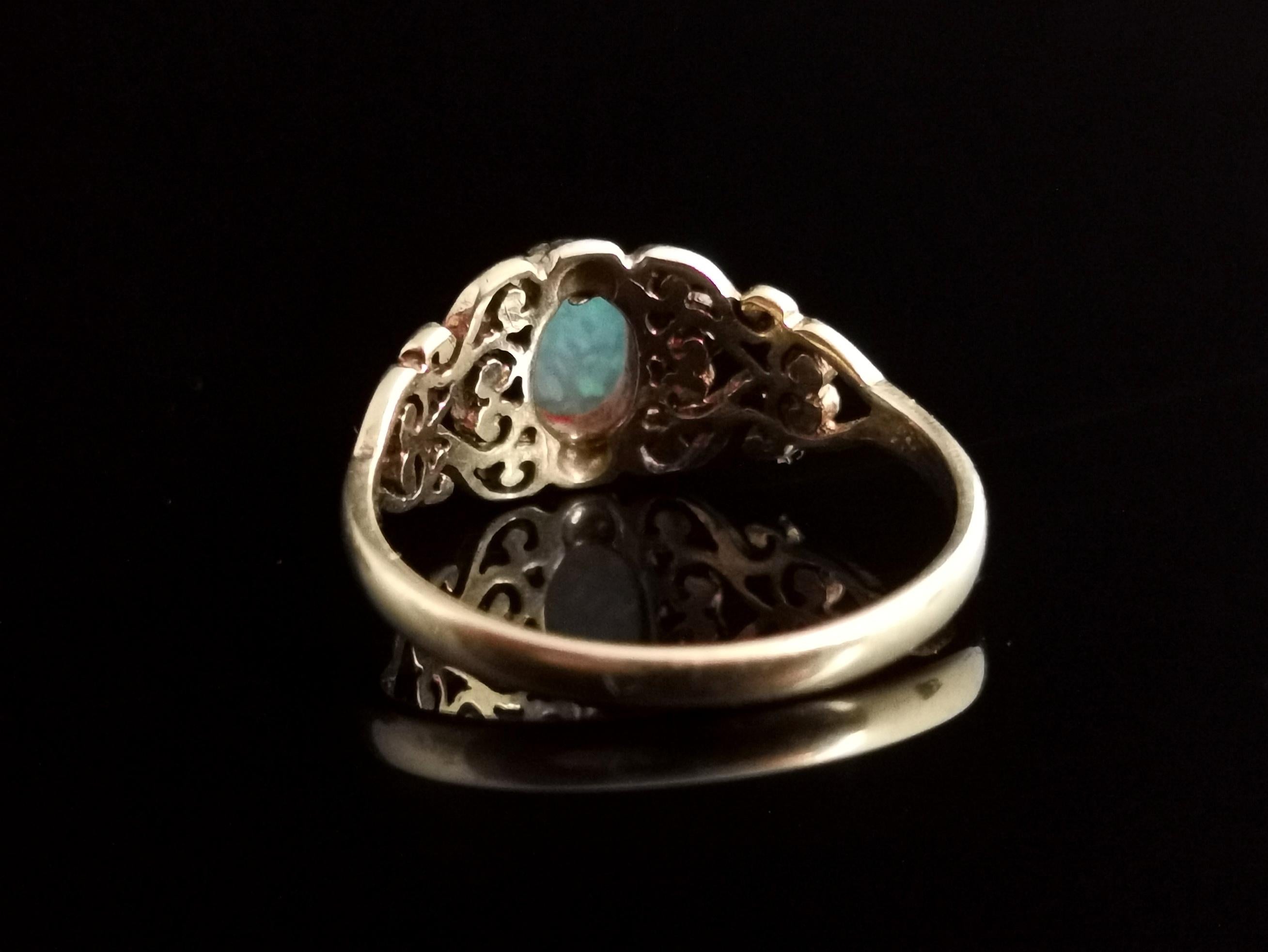 Der synthetische Opal-Kleid-Ring, 9 Karat Gelbgold 1