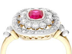 Synthetic Ruby and 0.78 Carat Diamond 18k Yellow Gold Dress Ring Circa 1907