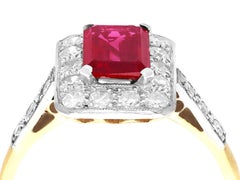Synthetic Ruby and 0.78 Carat Diamond 18k Yellow Gold Dress Ring Circa 1910