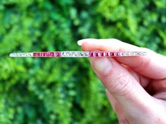 Synthetic Ruby and 1.48 Carat Diamond 15k Yellow Gold Bar Brooch Circa 1900