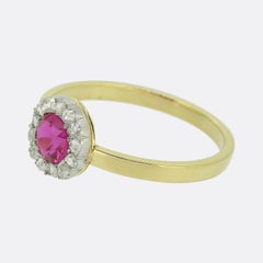 Synthetic Ruby and Diamond Cluster Ring