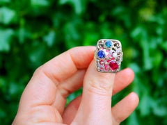 Synthetic Ruby and Sapphire 0.48 Carat Zircon 0.10 Carat Diamond Gold Ring