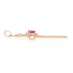 Synthetic Ruby & Diamond Cross Pendant, 10k Yellow Gold Heart Faith .64ctw