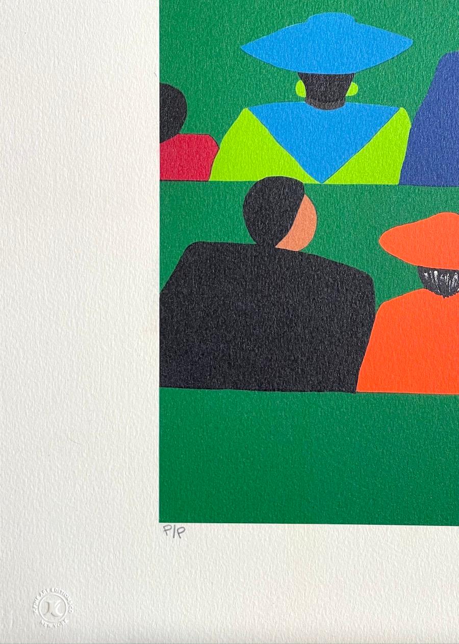 WITH HONORS Signierte Lithographie, Abschluss-Zeremonie, Kapuzenkleid mit Quaste, Erziehung im Angebot 1