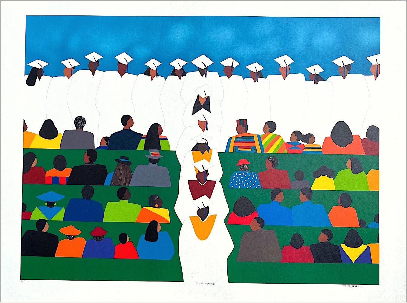 WITH HONORS Signed Lithograph, Graduation Ceremony, Multicultural Education - Print by Synthia Saint James