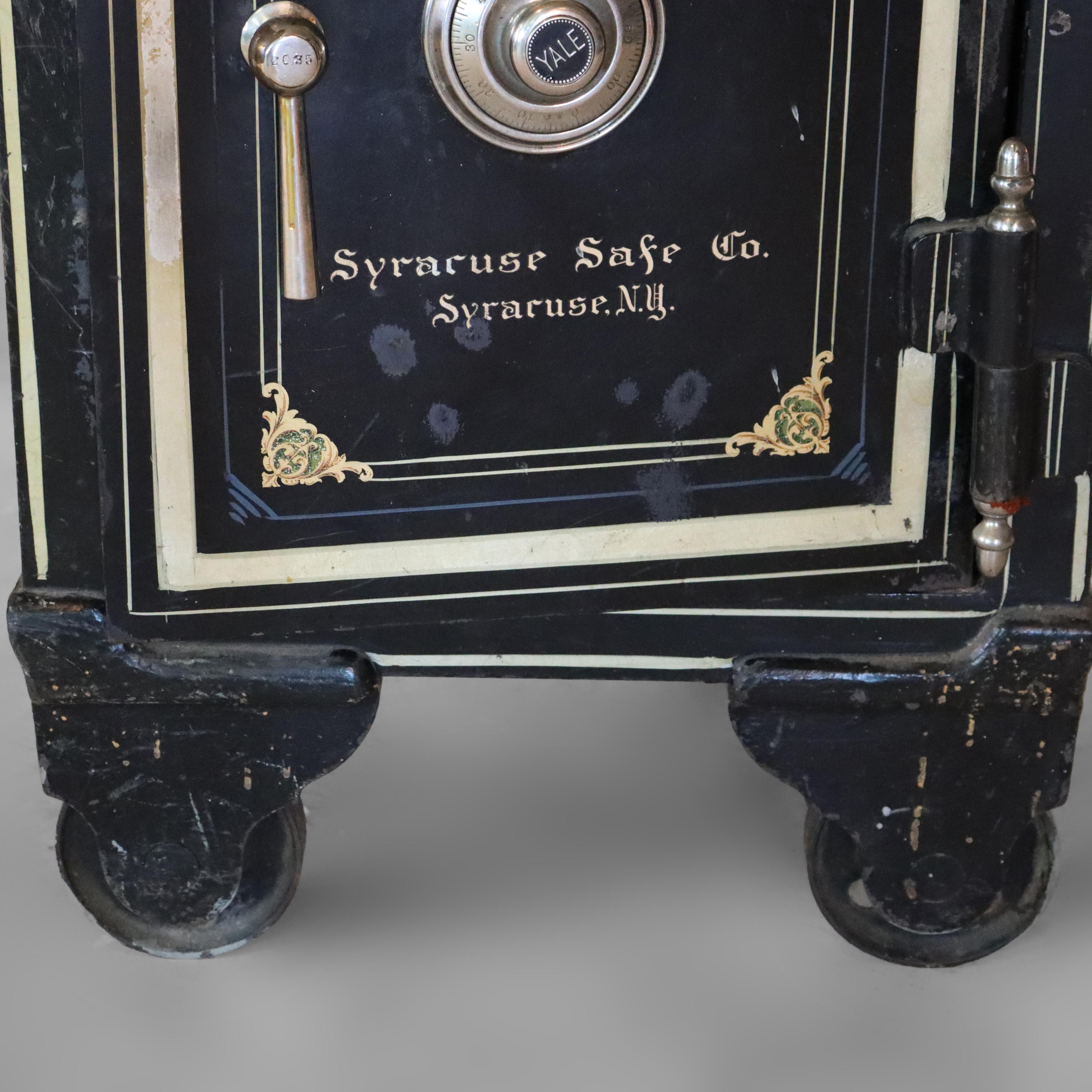 Syracuse Safe Co. Yale Steel Combination Lock Safe with Painted Scene c1890 In Good Condition For Sale In Big Flats, NY