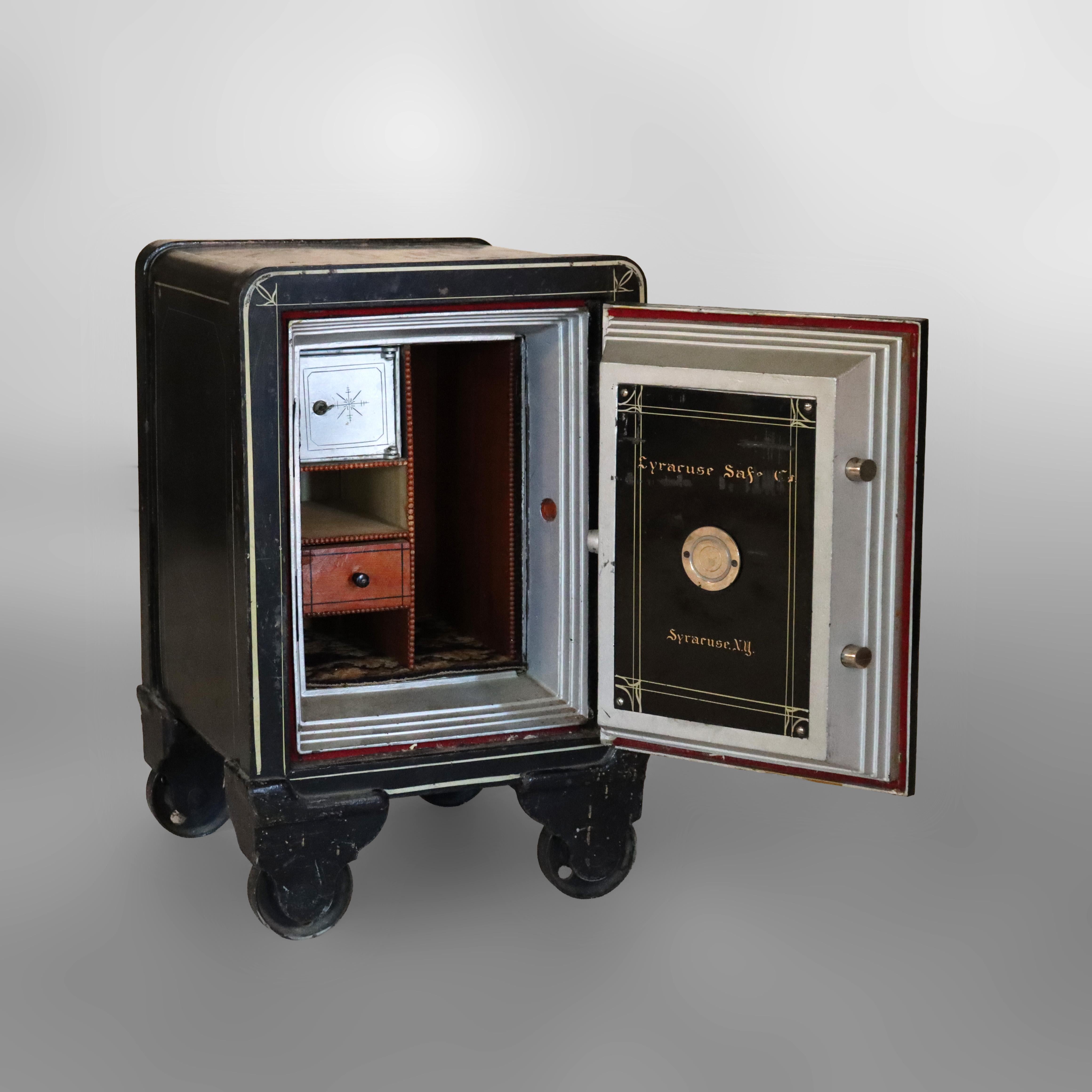Syracuse Safe Co. Yale Steel Combination Lock Safe with Painted Scene c1890 For Sale 4