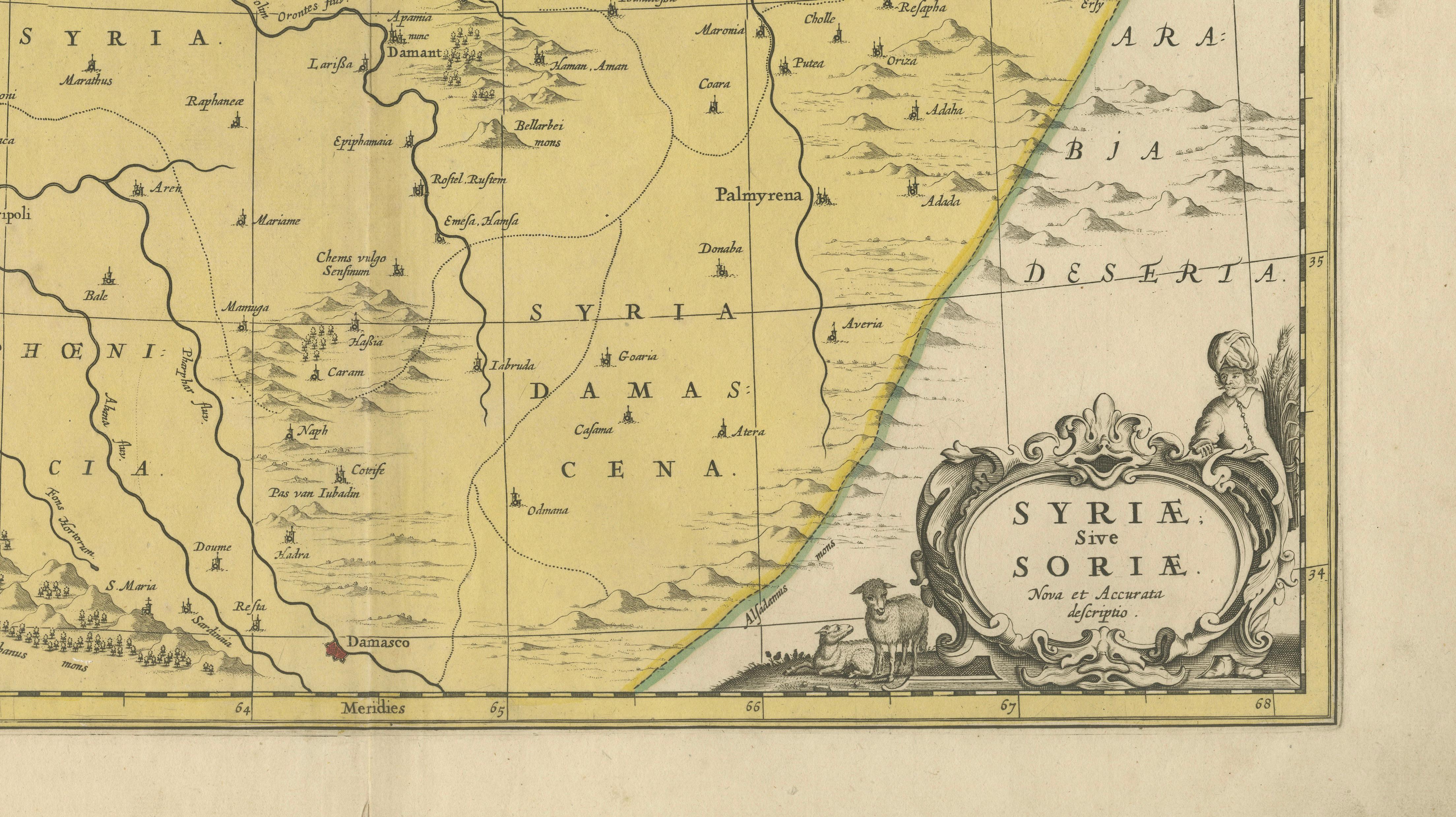 Syria Map Valk & Schenk, Hand Colored Engraving, Amsterdam, c.1700