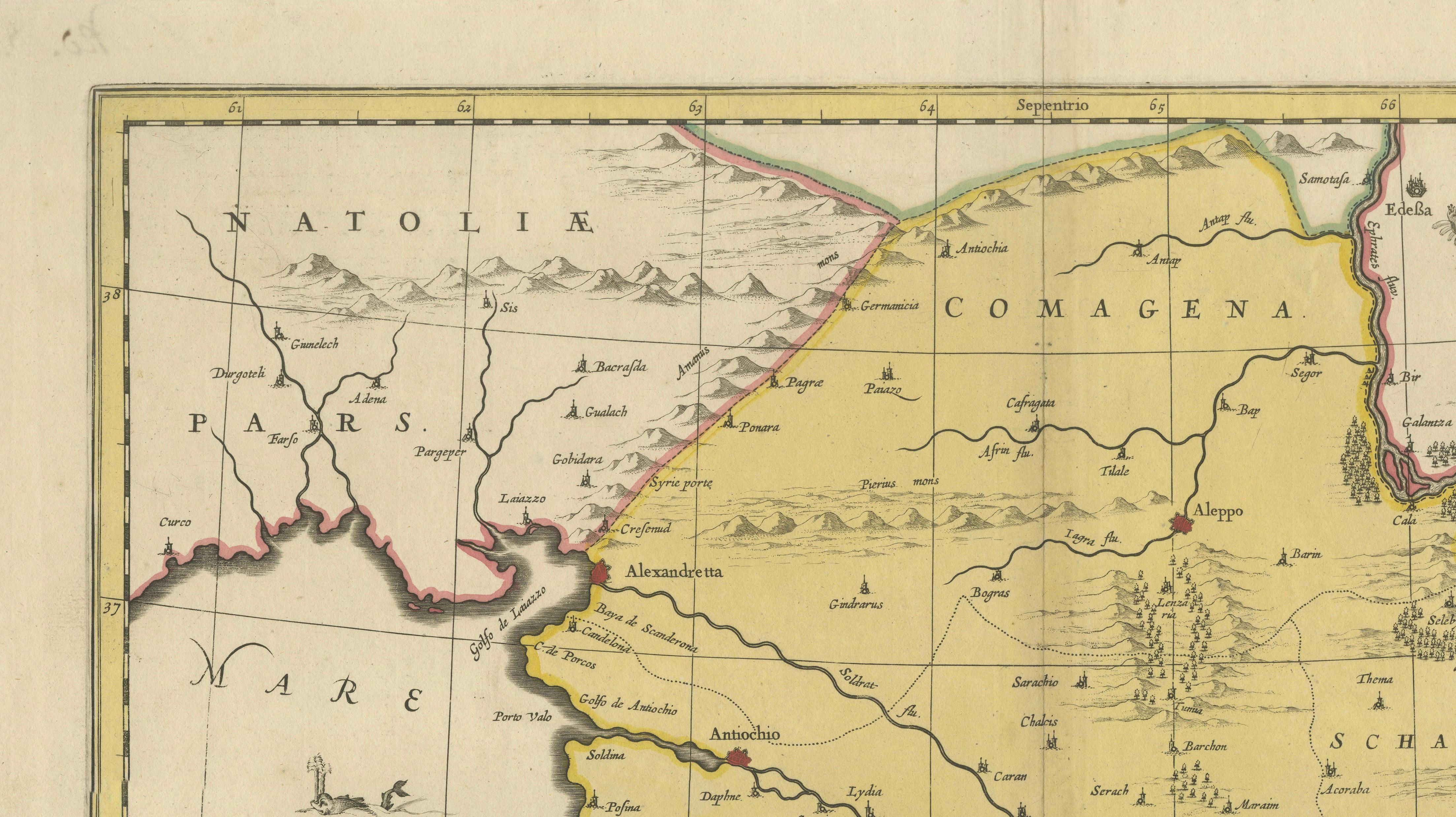 Syria Map Valk & Schenk, Hand Colored Engraving, Amsterdam, c.1700