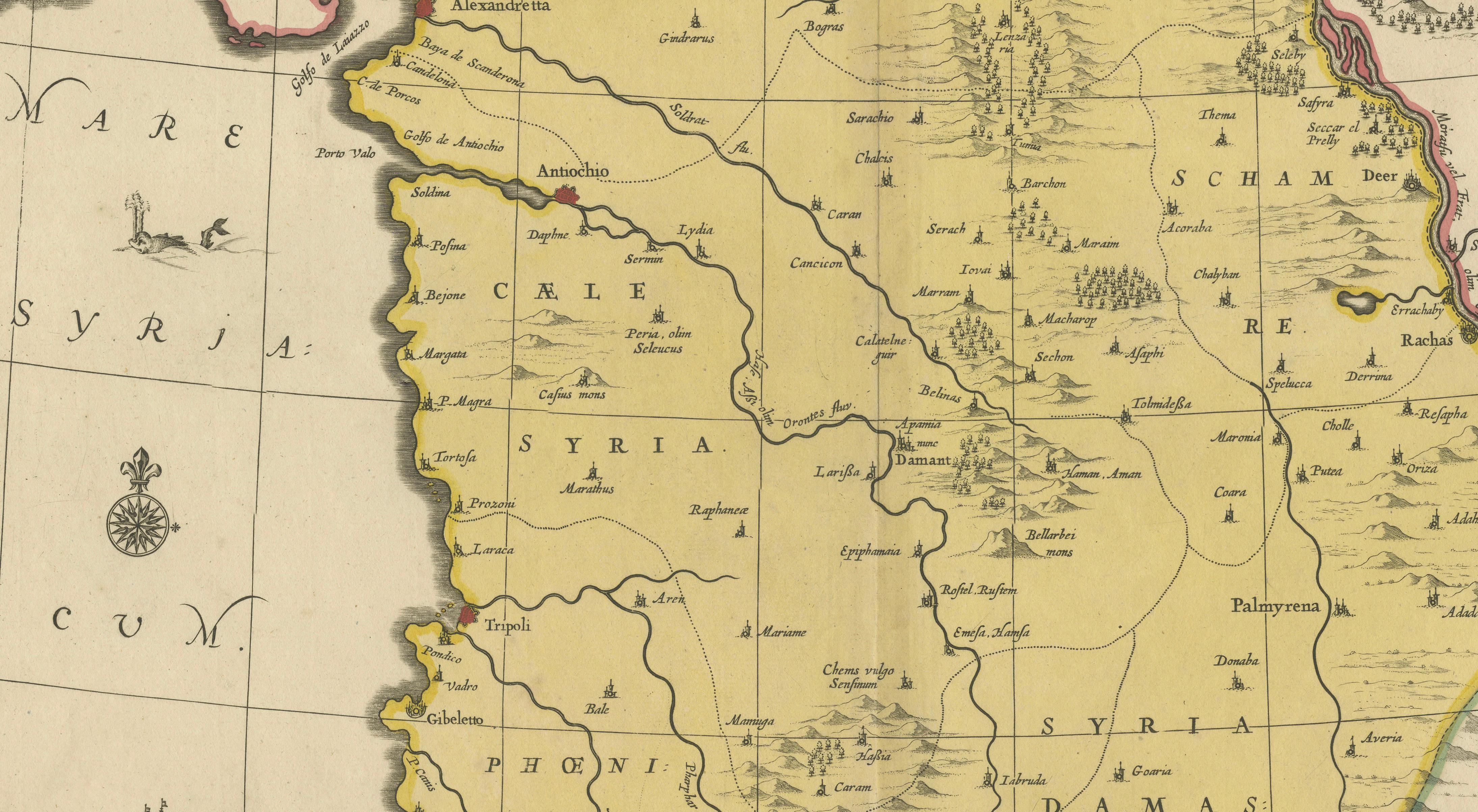 Syria Map Valk & Schenk, Hand Colored Engraving, Amsterdam, c.1700
