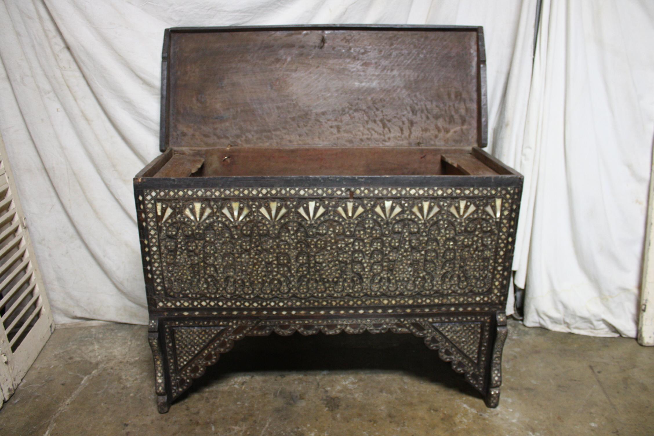 Mother-of-Pearl Syrian 18th Century Blanket Chest or Trunk For Sale