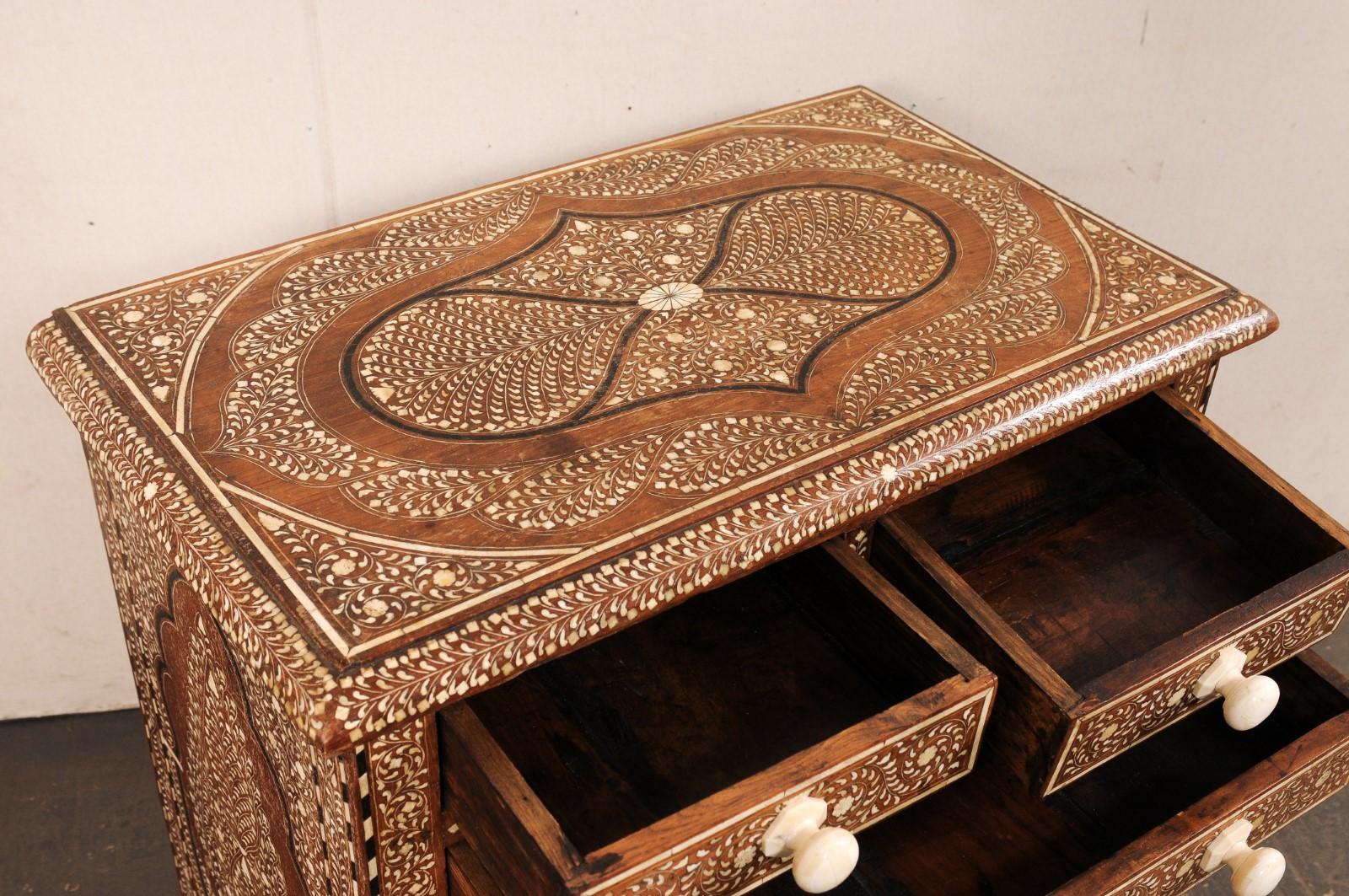 Wood Syrian Cabinet w/Bone Inlay- Cute Size! For Sale