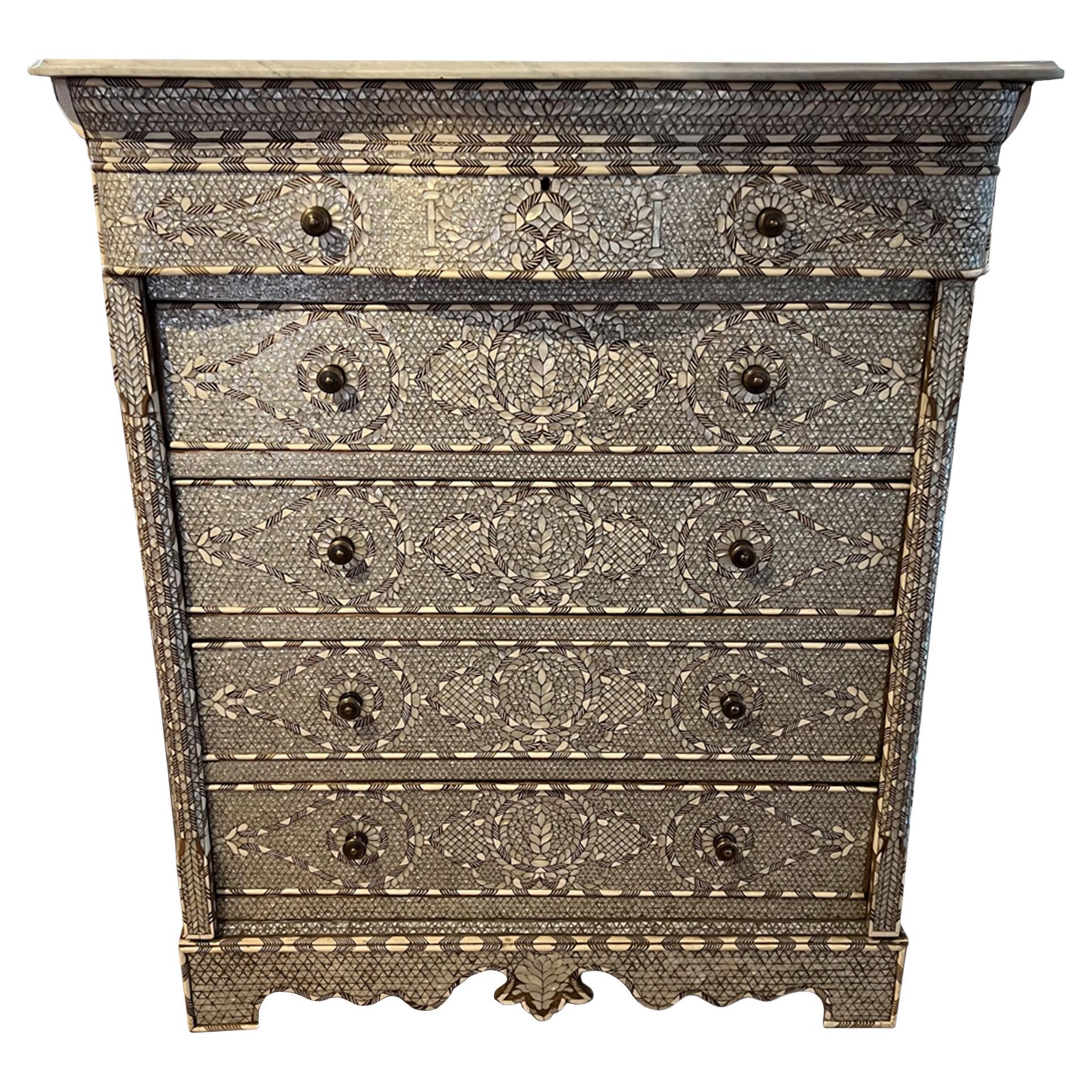 Syrian Chest With Mother of Pearl Inlay